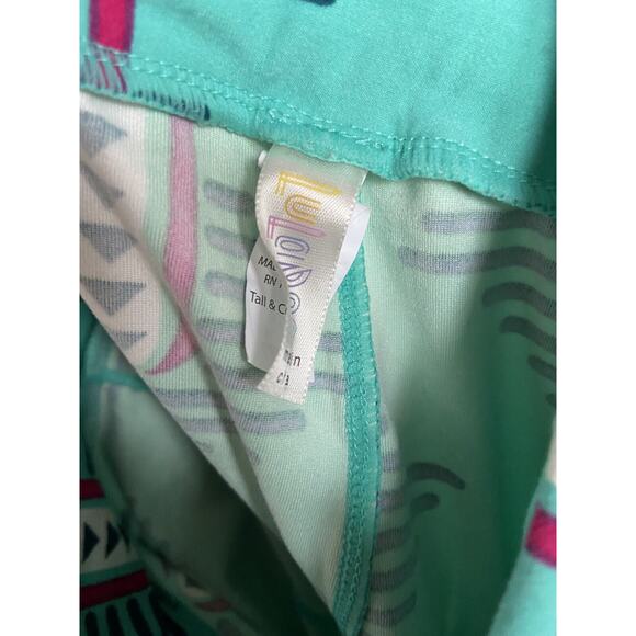 LuLaRoe Womens Leggings Sz‎ TC Mint Pink Cream Teal Art Deco 12 14 16 18 Tall - Picture 7 of 9
